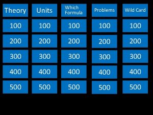 Theory Units Which Formula 100 100 100 200
