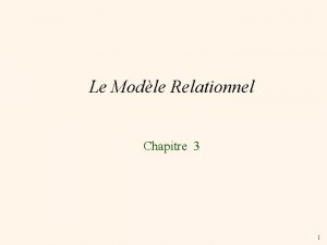 Le Modle Relationnel Chapitre 3 1 Objectifs v