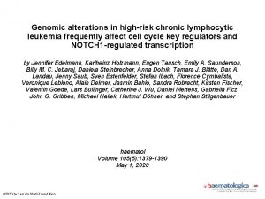 Genomic alterations in highrisk chronic lymphocytic leukemia frequently