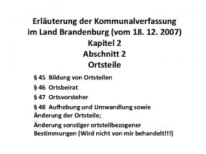 Erluterung der Kommunalverfassung im Land Brandenburg vom 18
