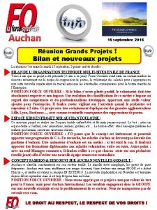 Auchan 15 septembre 2015 Runion Grands Projets Bilan