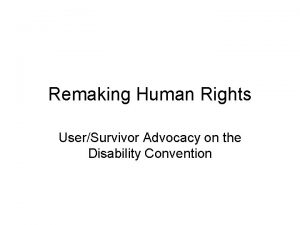 Remaking Human Rights UserSurvivor Advocacy on the Disability