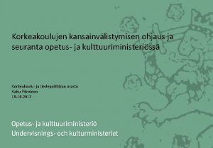 Korkeakoulujen kansainvlistymisen ohjaus ja seuranta opetus ja kulttuuriministeriss