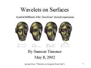 Wavelets on Surfaces In partial fulfillment of the