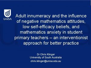 Adult innumeracy and the influence of negative mathematics