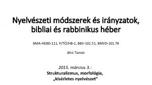 Nyelvszeti mdszerek s irnyzatok bibliai s rabbinikus hber