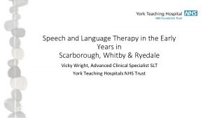 Speech and Language Therapy in the Early Years