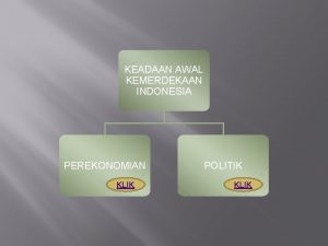 KEADAAN AWAL KEMERDEKAAN INDONESIA PEREKONOMIAN KLIK POLITIK KLIK