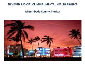 ELEVENTH JUDICIAL CRIMINAL MENTAL HEALTH PROJECT MiamiDade County