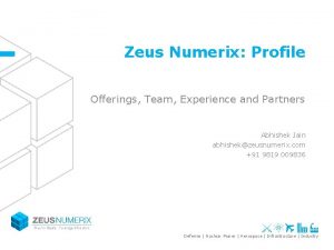 Zeus Numerix Profile Offerings Team Experience and Partners