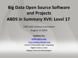 Big Data Open Source Software and Projects ABDS
