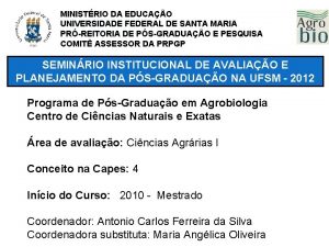 MINISTRIO DA EDUCAO UNIVERSIDADE FEDERAL DE SANTA MARIA