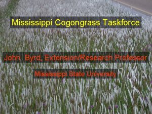Mississippi Cogongrass Taskforce John Byrd ExtensionResearch Professor Mississippi