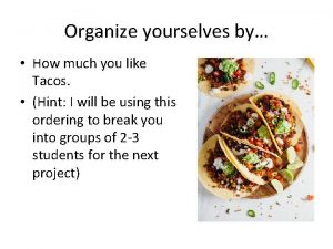 Organize yourselves by How much you like Tacos