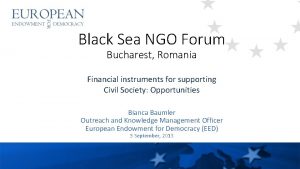 Black Sea NGO Forum Bucharest Romania Financial instruments