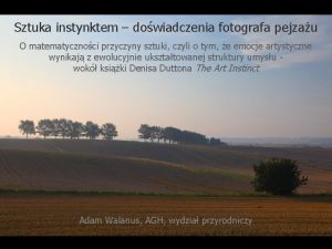 Sztuka instynktem dowiadczenia fotografa pejzau O matematycznoci przyczyny