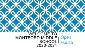 WELCOME TO MONTFORD MIDDLE Open SCHOOL House 2020