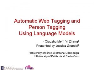 Automatic Web Tagging and Person Tagging Using Language