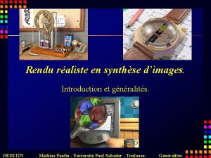 Rendu raliste en synthse dimages Introduction et gnralits