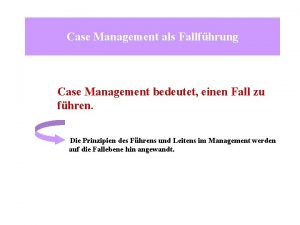 Case Management als Fallfhrung Case Management bedeutet einen