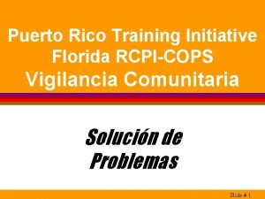 Puerto Rico Training Initiative Florida RCPICOPS Vigilancia Comunitaria