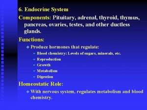 6 Endocrine System Components Pituitary adrenal thyroid thymus