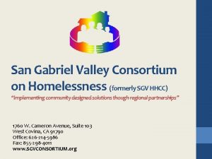 San Gabriel Valley Consortium on Homelessness formerly SGV