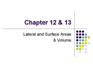 Chapter 12 13 Lateral and Surface Areas Volume