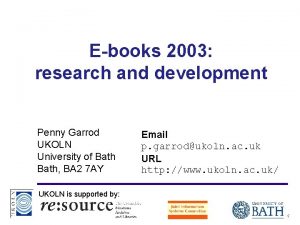 Ebooks 2003 research and development Penny Garrod UKOLN