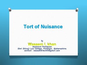 Tort of Nuisance By Assistant Professor Shri Shivaji