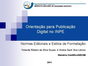 Orientao para Publicao Digital no INPE Normas Editoriais