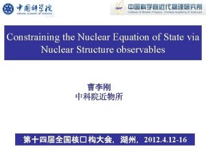 Constraining the Nuclear Equation of State via Nuclear