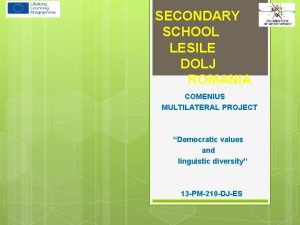 SECONDARY SCHOOL LESILE DOLJ ROMANIA COMENIUS MULTILATERAL PROJECT