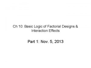 Ch 10 Basic Logic of Factorial Designs Interaction