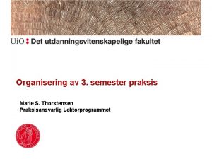 Organisering av 3 semester praksis Marie S Thorstensen