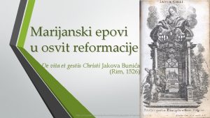 Marijanski epovi u osvit reformacije De vita et