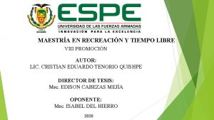 MAESTRA EN RECREACIN Y TIEMPO LIBRE VIII PROMOCIN