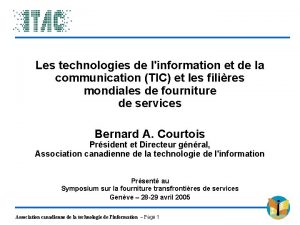 Les technologies de linformation et de la communication