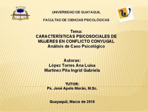 UNIVERSIDAD DE GUAYAQUIL FACULTAD DE CIENCIAS PSICOLGICAS Tema