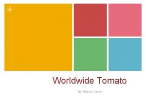 Worldwide Tomato By Raemy Conley A little about