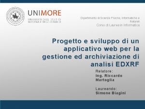 Dipartimento di Scienze Fisiche Informatiche e Naturali Corso