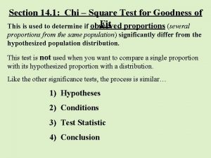 Section 14 1 Chi Square Test for Goodness