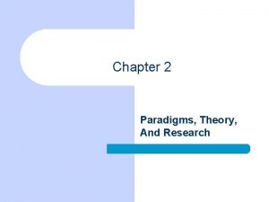 Chapter 2 Paradigms Theory And Research Chapter Outline