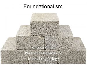 Foundationalism Kareem Khalifa Philosophy Department Middlebury College Overview