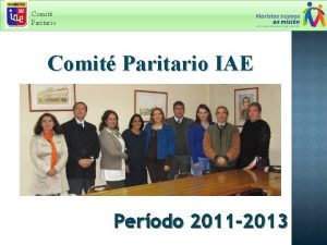 Comit Paritario IAE Perodo 2011 2013 Comit Paritario