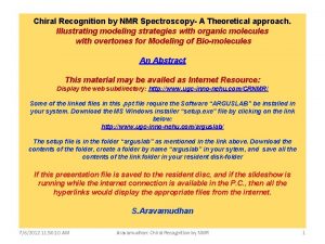 Chiral Recognition by NMR Spectroscopy A Theoretical approach