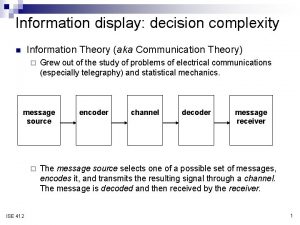 Information display decision complexity Information Theory aka Communication