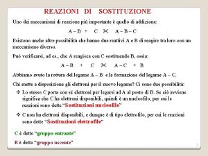 REAZIONI DI SOSTITUZIONE Uno dei meccanismi di reazione