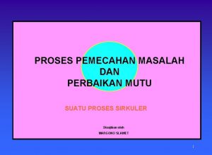 PROSES PEMECAHAN MASALAH DAN PERBAIKAN MUTU SUATU PROSES