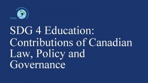 SDG 4 Education Contributions of Canadian Law Policy